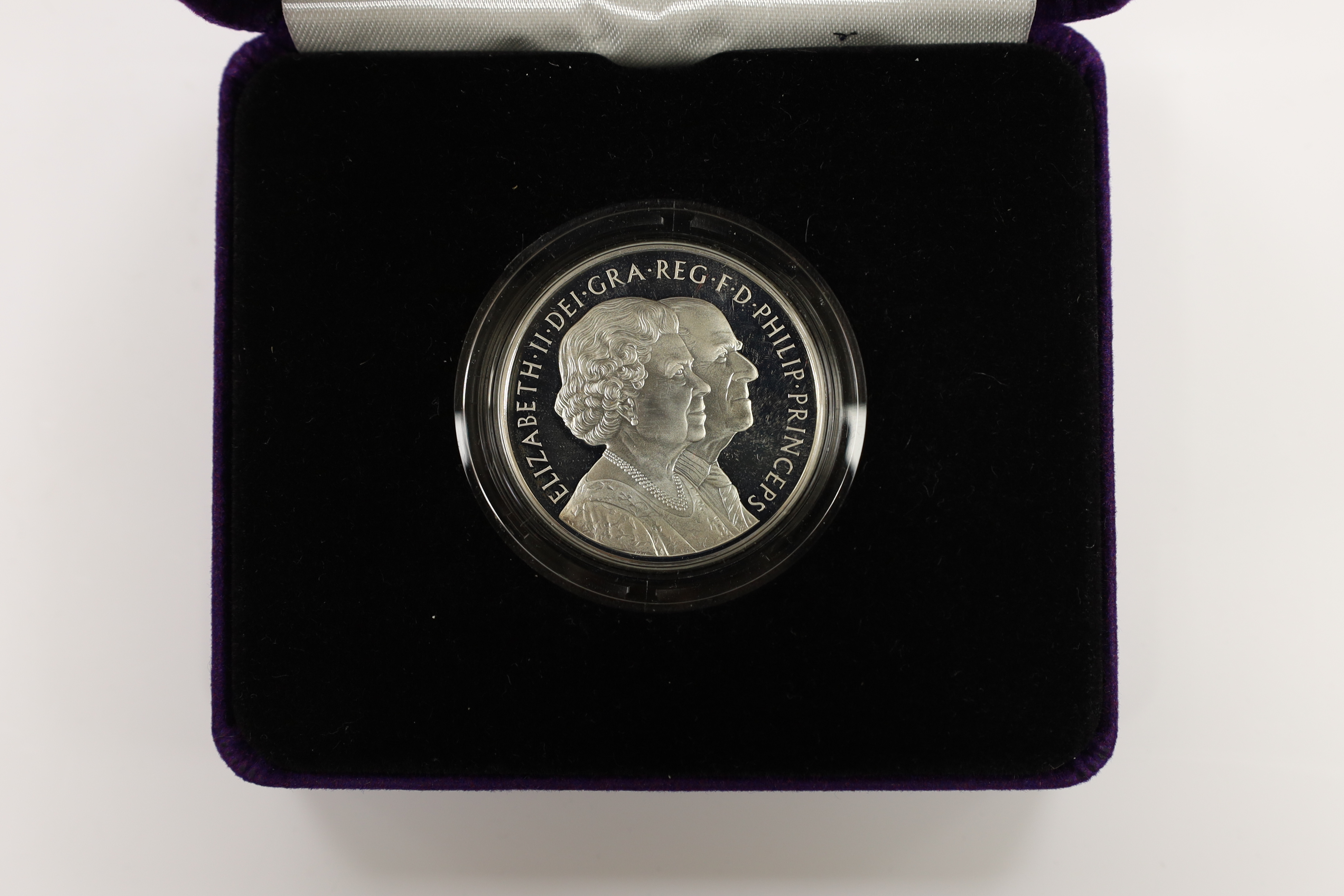 Royal Mint UK QEII silver piedfort proof coins - 2010 five coin set, 2021 95th birthday of her Majesty the Queen £5 and 2007 Diamond Wedding crown, 3 cases